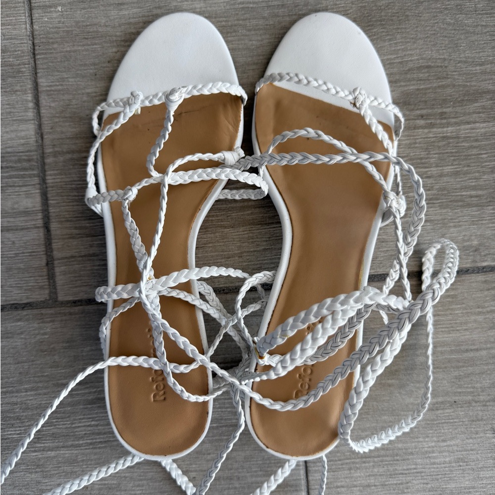 Reformation White Braided Sandals